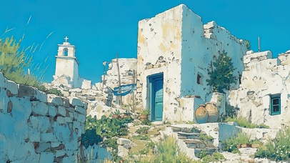 荒废的村庄小屋