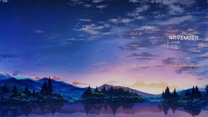 夜晚湖景