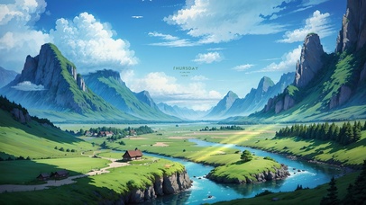 4K唯美治愈夏日高山河流