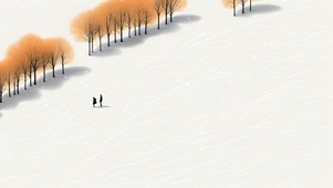 极简风景-雪中漫步的情侣