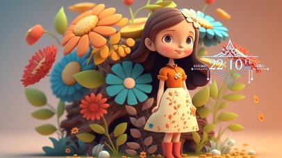 美丽花朵可爱女孩