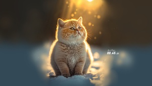 雪地上的猫咪