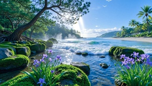 护眼海滨风景