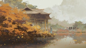4K唯美雨天小亭