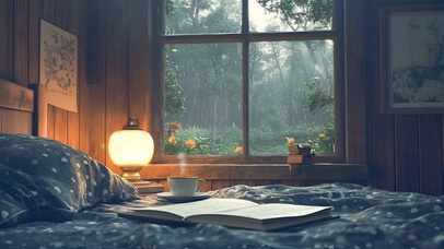 雨中森林小屋卧室