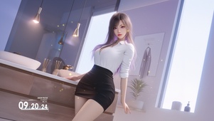 发丝如黑色的丝绸，轻柔地披肩