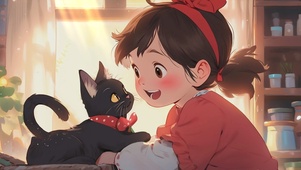 女孩和猫咪