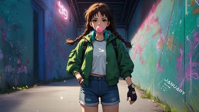 唯美涂鸦街道少女