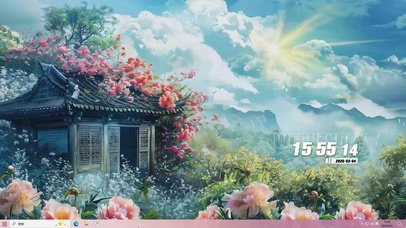 蓝天白云树木桌面主题