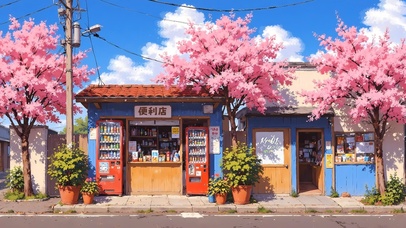便利店前的樱花
