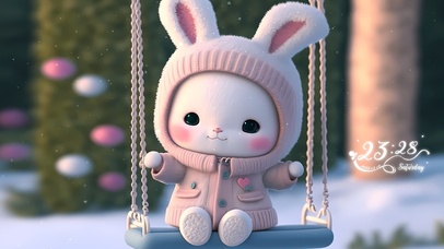 可爱的小兔 荡秋千