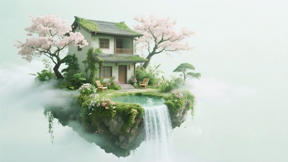 浮空小岛樱花小屋