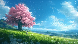 草原樱花树