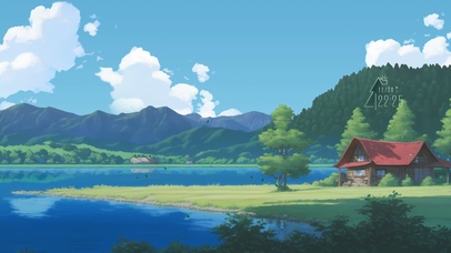清新湖畔小屋