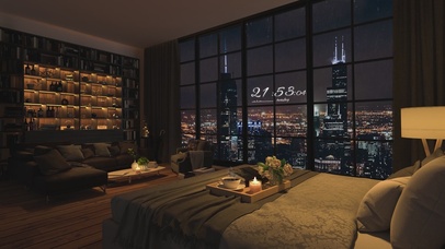 4K唯美治愈雨夜城市房间