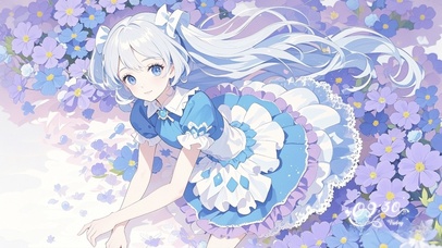 勿忘我花海少女