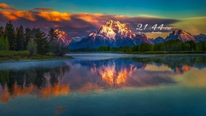 唯美夕阳湖泊美景