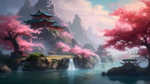 可爱粉色樱花风景