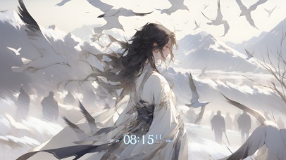 4K 雪山上的少女