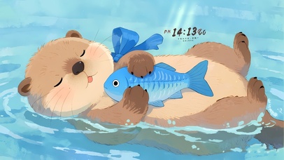 可爱摸鱼小水豚