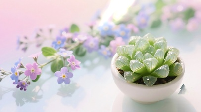 清新多肉与小花