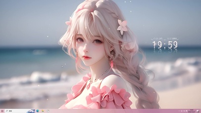 清纯粉发吊带美女