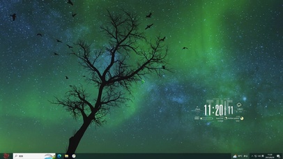 极光下的枯树主题