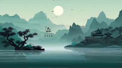 4K唯美极简古风水墨山水