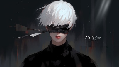 纯色蒙眼帅气男孩