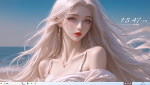 海边白发绝美少女