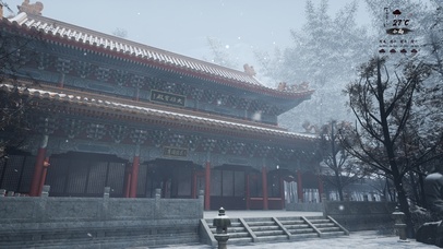4K古风雪天寺庙
