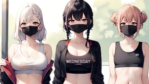 口罩可爱三姐妹