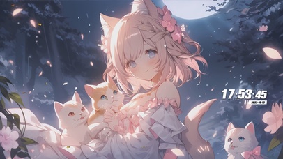 猫耳女孩与猫咪