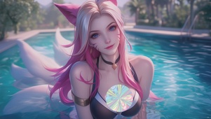 可爱泳池猫耳女孩