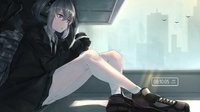 4k天台咖啡女孩