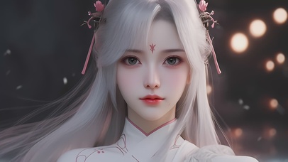 4K唯美文艺古风白发美女