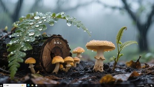 雨中蘑菇
