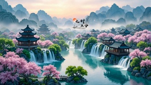 古风樱花仙境