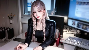 长发时尚赛博朋克女孩