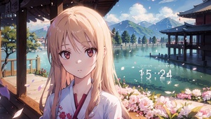 治愈可爱湖畔少女