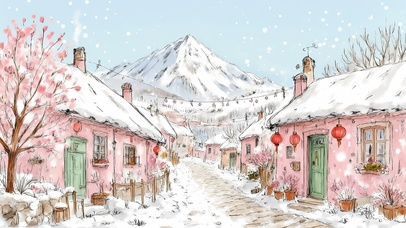 雪山下的小村庄