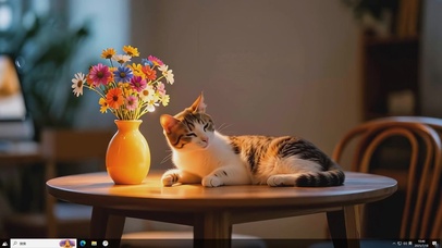 喵与花的静悟-桌面主题