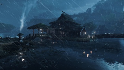 古风雨天深山小屋