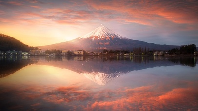 唯美夕阳晚霞富士山