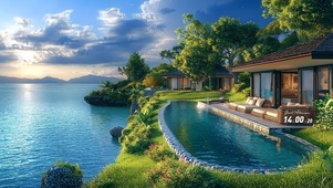 护眼清新海边度假屋