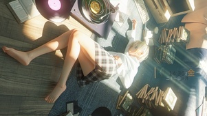 休憩的少女