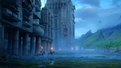 4K 雾气缭绕恢弘城堡巡逻士兵