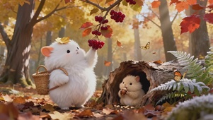 超萌采果子的仓鼠