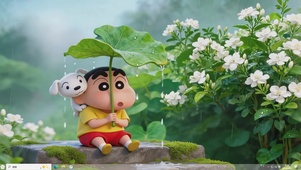 雨天躲雨的小新