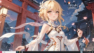 4k黄发鸟居白色连衣裙美少女